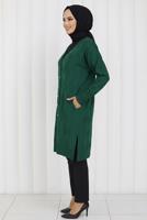 Tesettür giyim YEŞİL DESENLİ TRİKO HIRKA T 9323