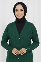 Tesettür giyim YEŞİL DESENLİ TRİKO HIRKA T 9323