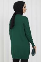 Tesettür giyim YEŞİL DESENLİ TRİKO HIRKA T 9323