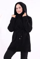 Tesettür giyim SİYAH PELUŞ HIRKA T 95621
