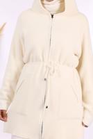 Tesettür giyim EKRU PELUŞ HIRKA T 95621