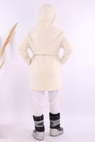 Tesettür giyim EKRU PELUŞ HIRKA T 95621