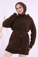 Tesettür giyim KAHVE PELUŞ HIRKA T 95621