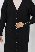 Tesettür giyim SİYAH T 9713 BN UZUN MERSERİZE HIRKA