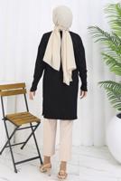 Tesettür giyim SİYAH T 9713 BN UZUN MERSERİZE HIRKA