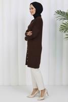 Tesettür giyim KAHVE TRİKO HIRKA T 9713