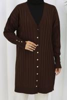 Tesettür giyim KAHVE TRİKO HIRKA T 9713