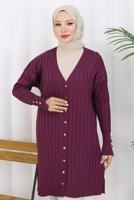 Tesettür giyim MÜRDÜM T 9713 BN UZUN MERSERİZE HIRKA