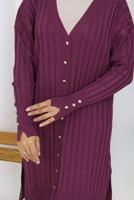 Tesettür giyim MÜRDÜM T 9713 BN UZUN MERSERİZE HIRKA