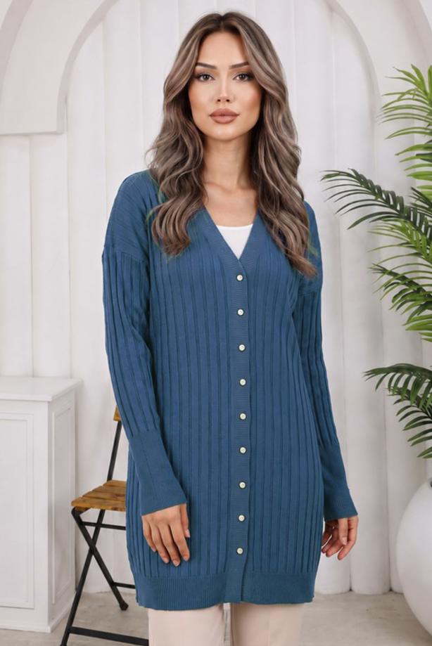 Tesettür giyim LACİVERT TRİKO HIRKA T 9713 - TRENDTESETTÜR