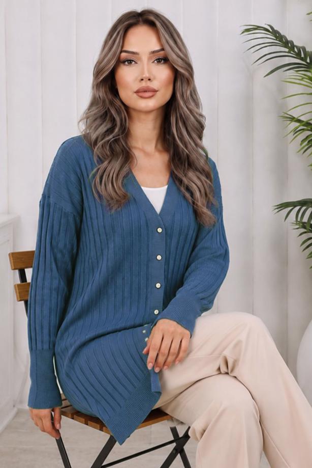 Tesettür giyim LACİVERT TRİKO HIRKA T 9713 - TRENDTESETTÜR