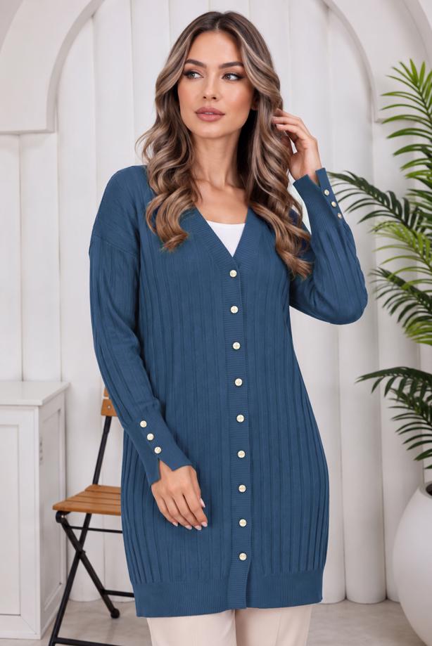 Tesettür giyim LACİVERT TRİKO HIRKA T 9713 - TRENDTESETTÜR