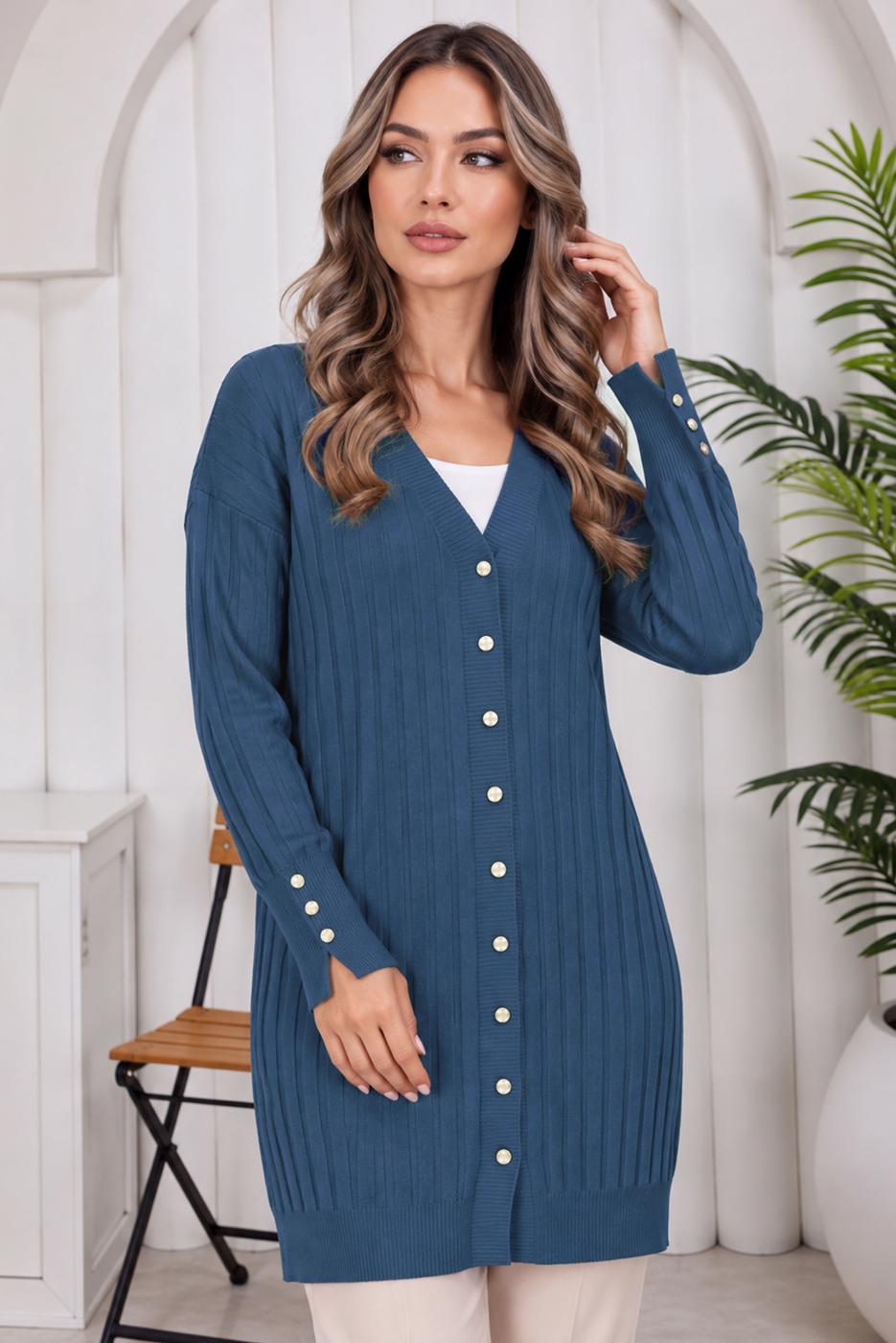 Tesettür giyim LACİVERT TRİKO HIRKA T 9713