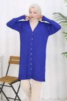 Tesettür giyim LACİVERT T 9713 BN UZUN MERSERİZE HIRKA