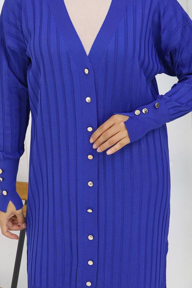 Tesettür giyim LACİVERT T 9713 BN UZUN MERSERİZE HIRKA - TRENDTESETTÜR