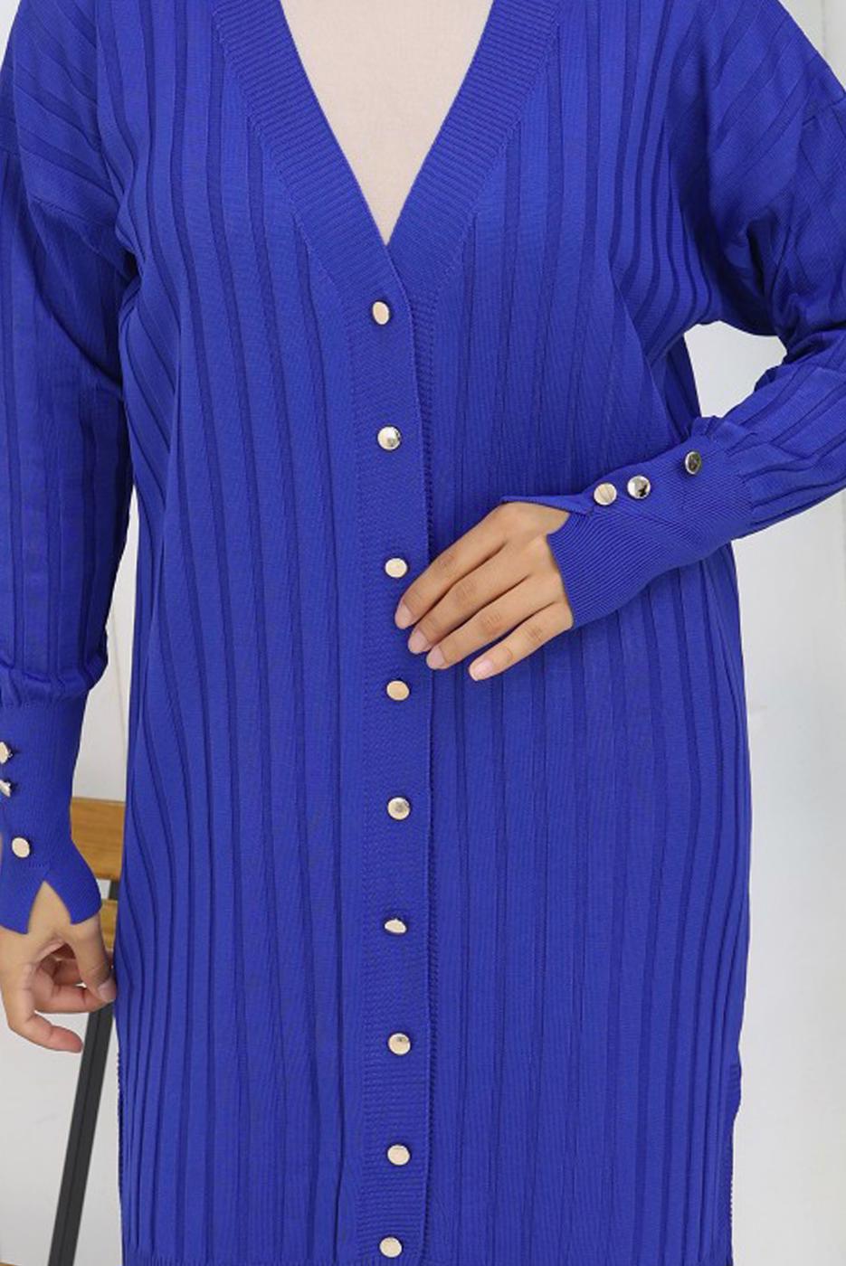 Tesettür giyim LACİVERT T 9713 BN UZUN MERSERİZE HIRKA