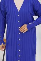 Tesettür giyim LACİVERT T 9713 BN UZUN MERSERİZE HIRKA