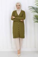 Tesettür giyim YEŞİL TRİKO HIRKA T 9713