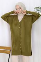 Tesettür giyim YEŞİL TRİKO HIRKA T 9713