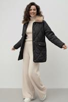 Tesettür giyim SİYAH KAPİTONE KABAN T 0819