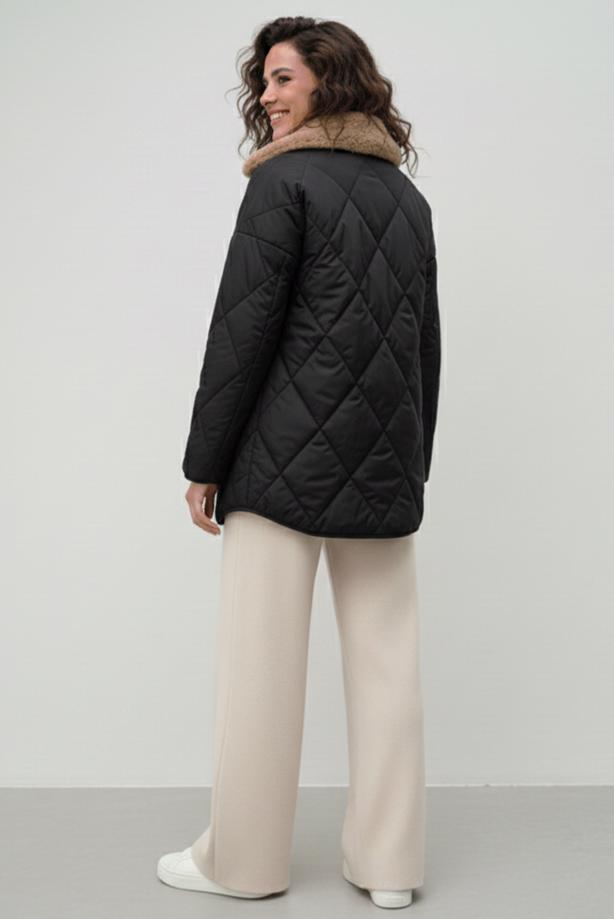 Tesettür giyim SİYAH KAPİTONE KABAN T 0819 - TRENDTESETTÜR