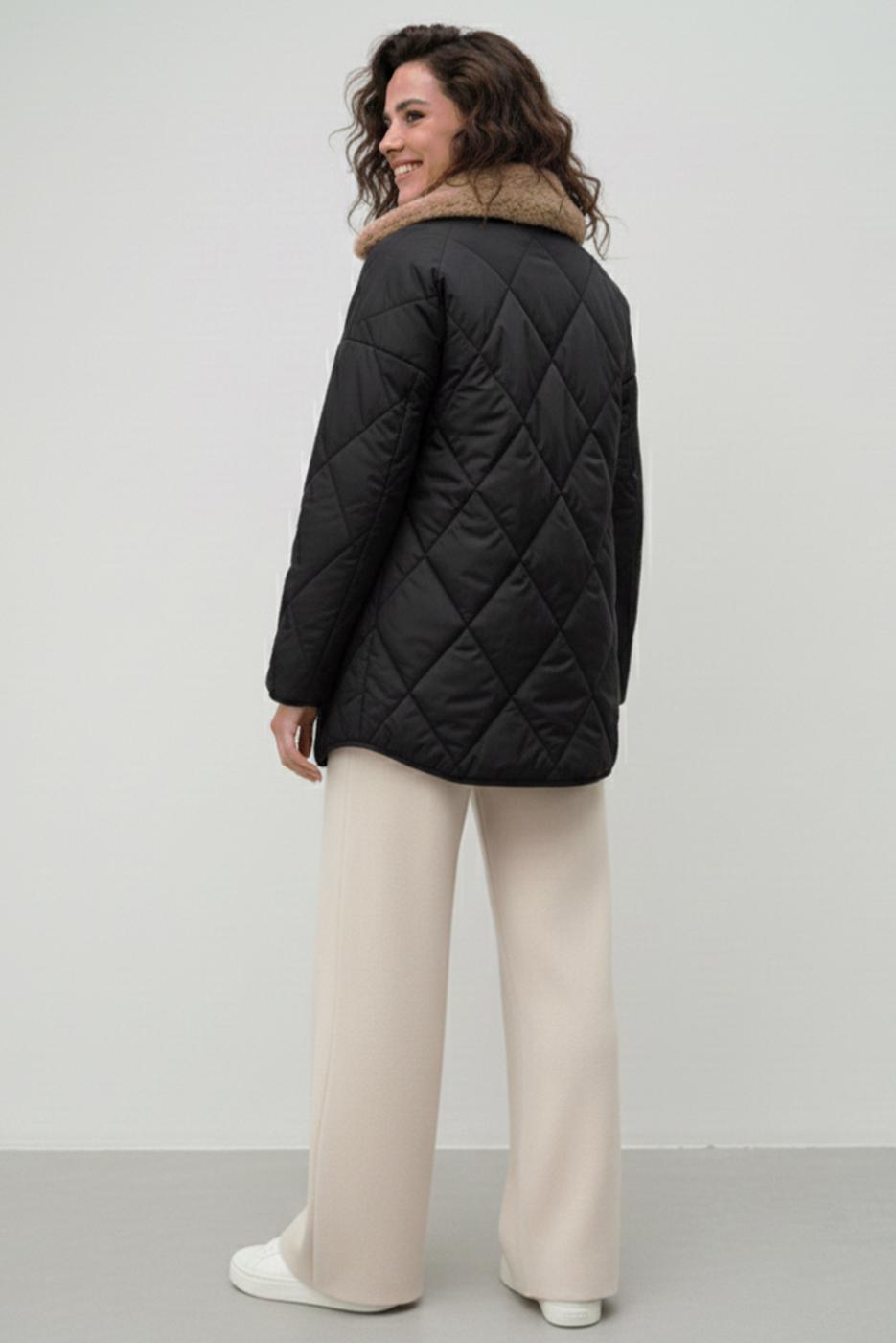 Tesettür giyim SİYAH KAPİTONE KABAN T 0819