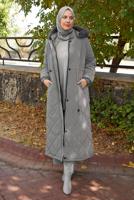 Hijab clothing GREY HOODED PUFFER COAT T 2007