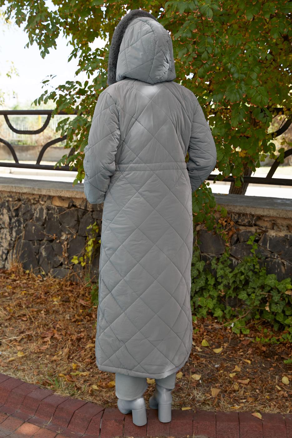 Hijab clothing GREY HOODED PUFFER COAT T 2007