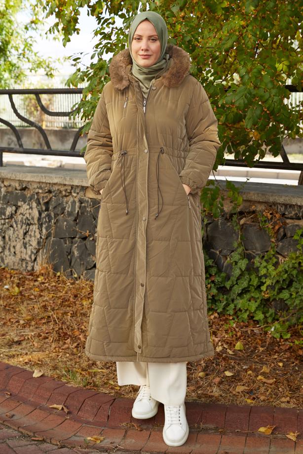 Hijab clothing  HOODED PUFFER COAT T 2207 - TRENDTESETTÜR