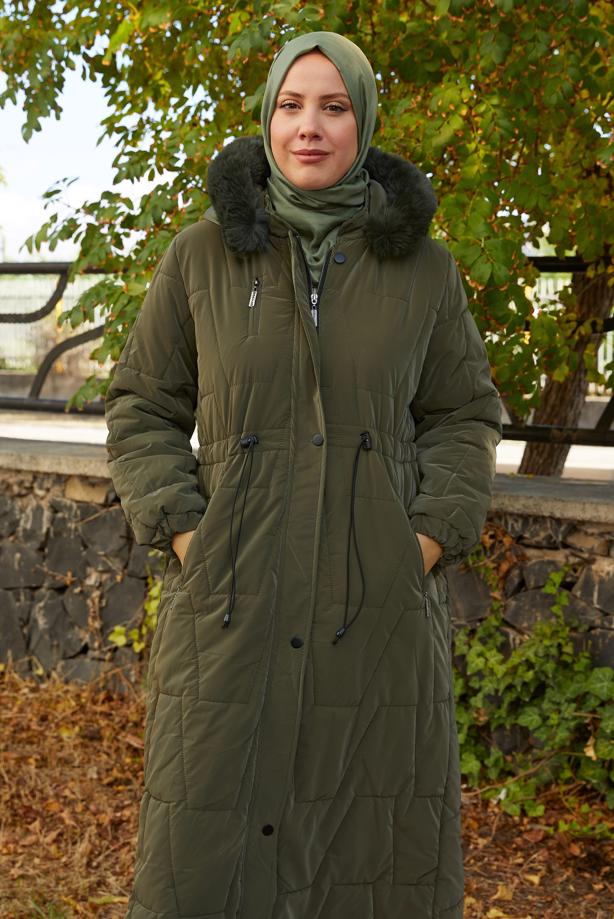 Hijab clothing  HOODED PUFFER COAT T 2207 - TRENDTESETTÜR
