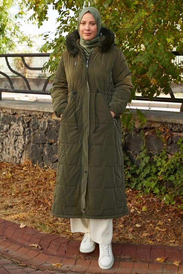Hijab clothing  HOODED PUFFER COAT T 2207 - TRENDTESETTÜR