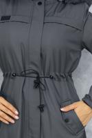 Tesettür giyim GRİ KAPÜŞONU KÜRKLÜ KABAN T 3501