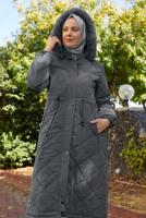 Tesettür giyim GRİ ŞİŞME KABAN T 4007
