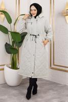 Tesettür giyim BEJ ŞİŞME KABAN T 4007