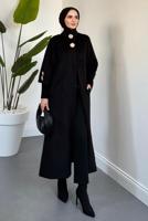 Tesettür giyim SİYAH KAŞE KABAN T 4526