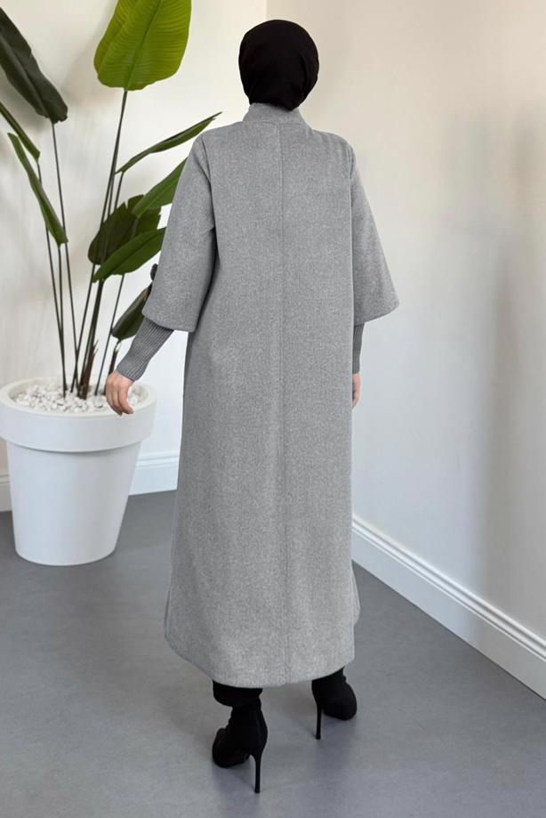Tesettür giyim GRİ KAŞE KABAN T 4526 - TRENDTESETTÜR