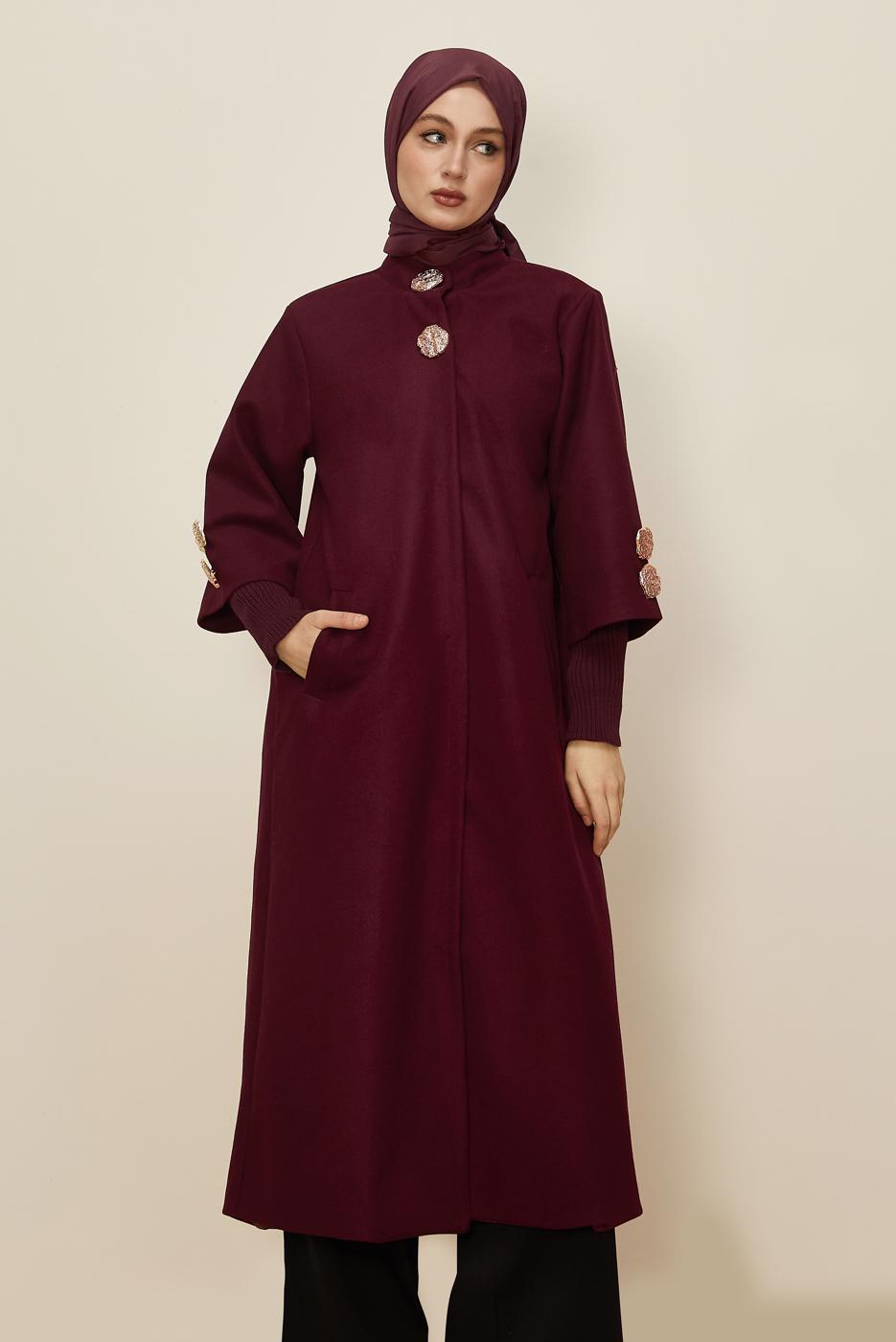 Hijab clothing CLARET RED CACHET COAT T 4526