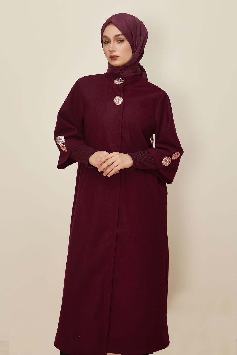 Hijab clothing CLARET RED CACHET COAT T 4526