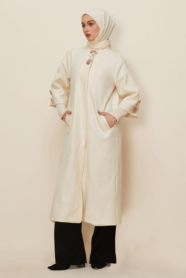 Hijab clothing ECRU CACHET COAT T 4526 - TRENDTESETTÜR
