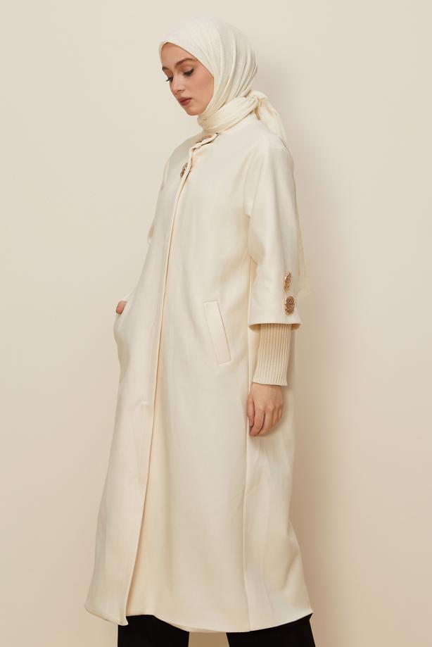 Hijab clothing ECRU CACHET COAT T 4526 - TRENDTESETTÜR