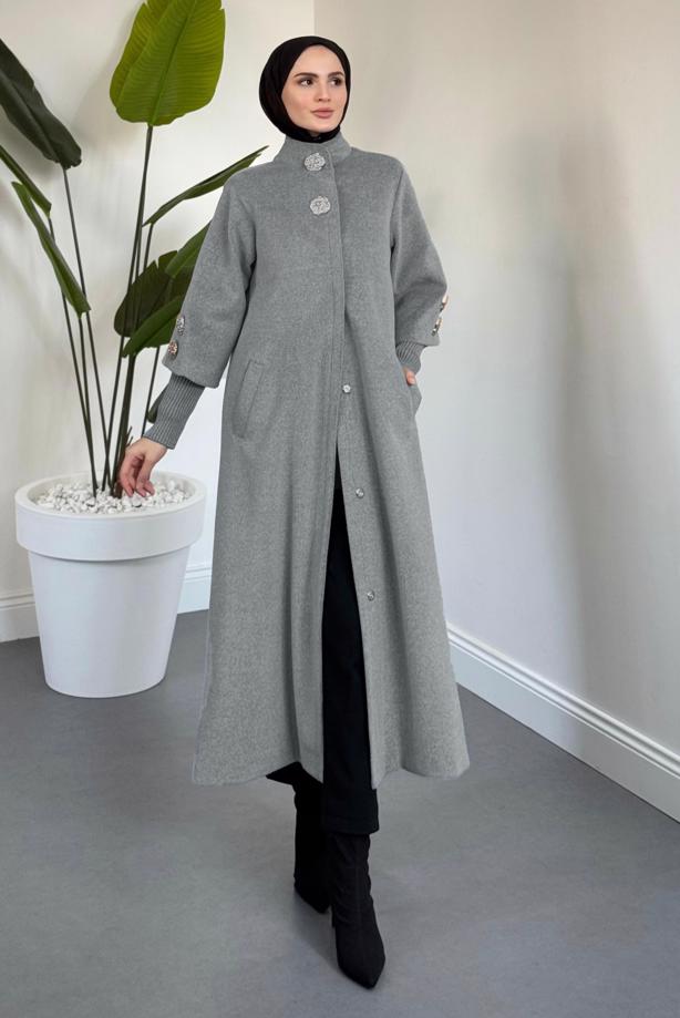 Hijab clothing GREY CACHET COAT T 4526 - TRENDTESETTÜR