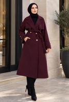 Hijab clothing CLARET RED BELTED COAT T 4626