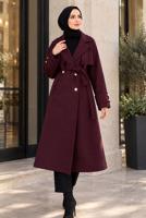 Hijab clothing CLARET RED BELTED COAT T 4626