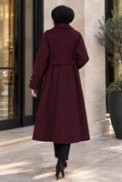 Hijab clothing CLARET RED BELTED COAT T 4626