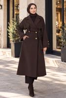 Hijab clothing BROWN BELTED COAT T 4626