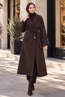 Hijab clothing BROWN BELTED COAT T 4626