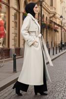 Vêtements hijab BEIGE MANTEAU CEINTURE T 4626