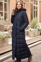 Hijab clothing NAVY BLUE HOODED QUILTED COAT T 5002