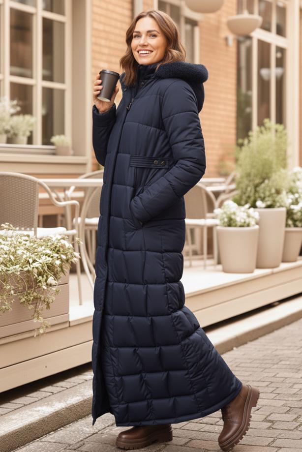 Hijab clothing NAVY BLUE T 5002 BN KAPİTONE KABAN - TRENDTESETTÜR