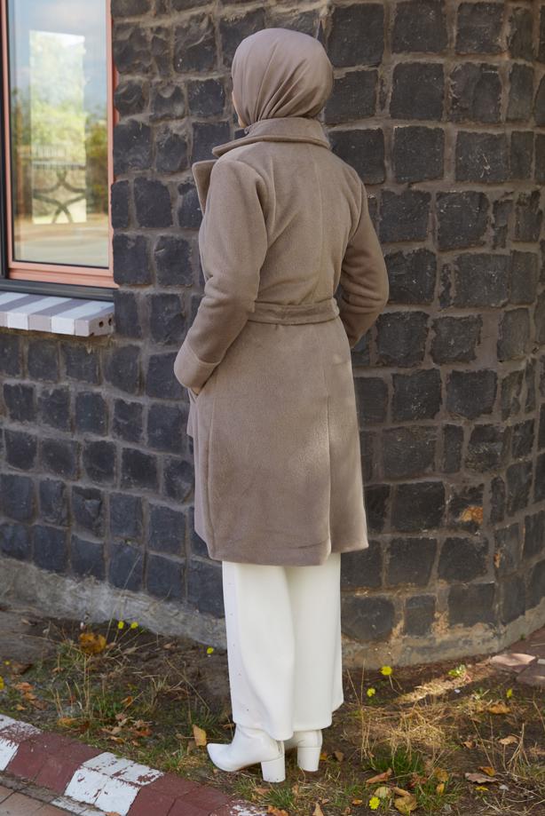 Hijab clothing MINK BELTED COAT T 5426 - TRENDTESETTÜR